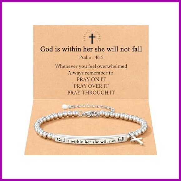 Inspirational Bible Verse Bracelet Stainless Steel 9" Adjustable Christian - Picture 2 of 8